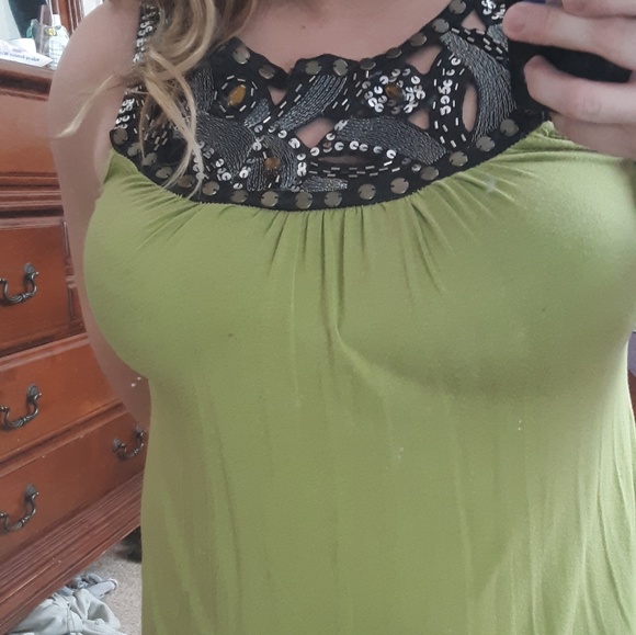 Olive Jeweled Top - Picture 2 of 3
